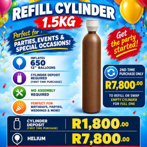 50 Litre Helium Bottle (1.5kg Helium)