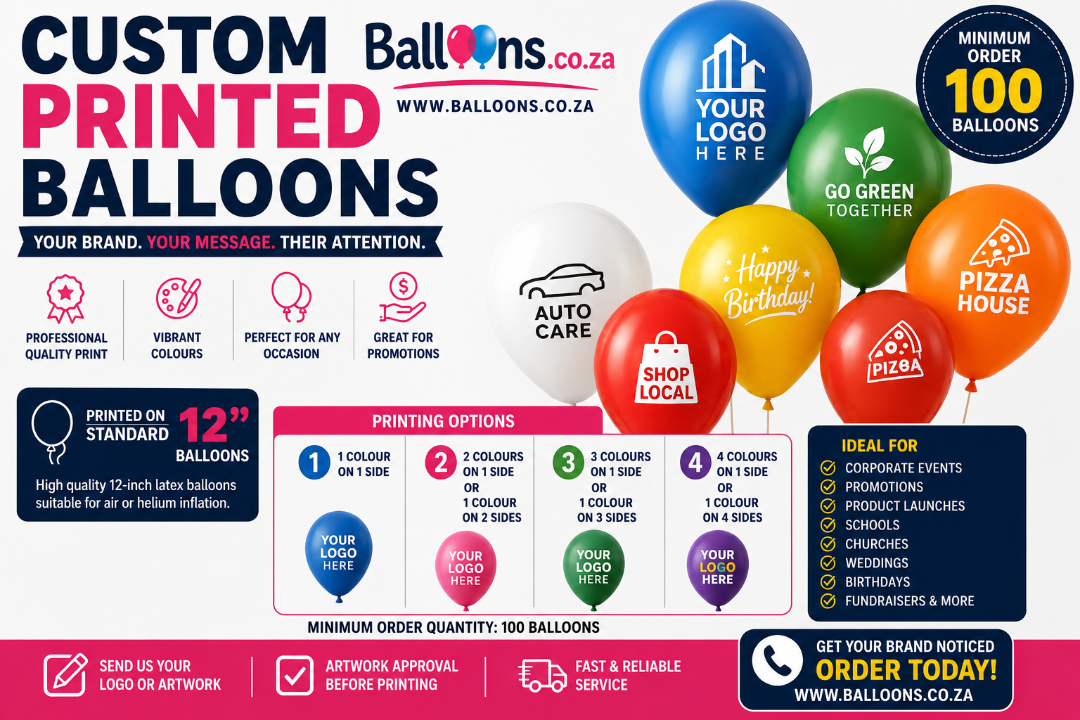 Custom Printed Balloons (12") – Minimum Order 100