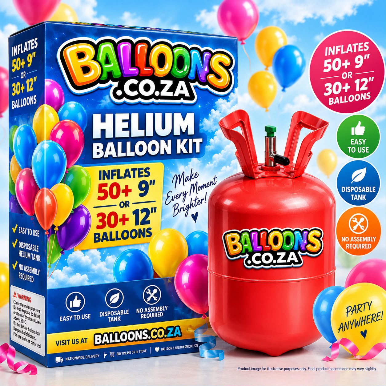 Balloons.co.za own brand disposable helium kit