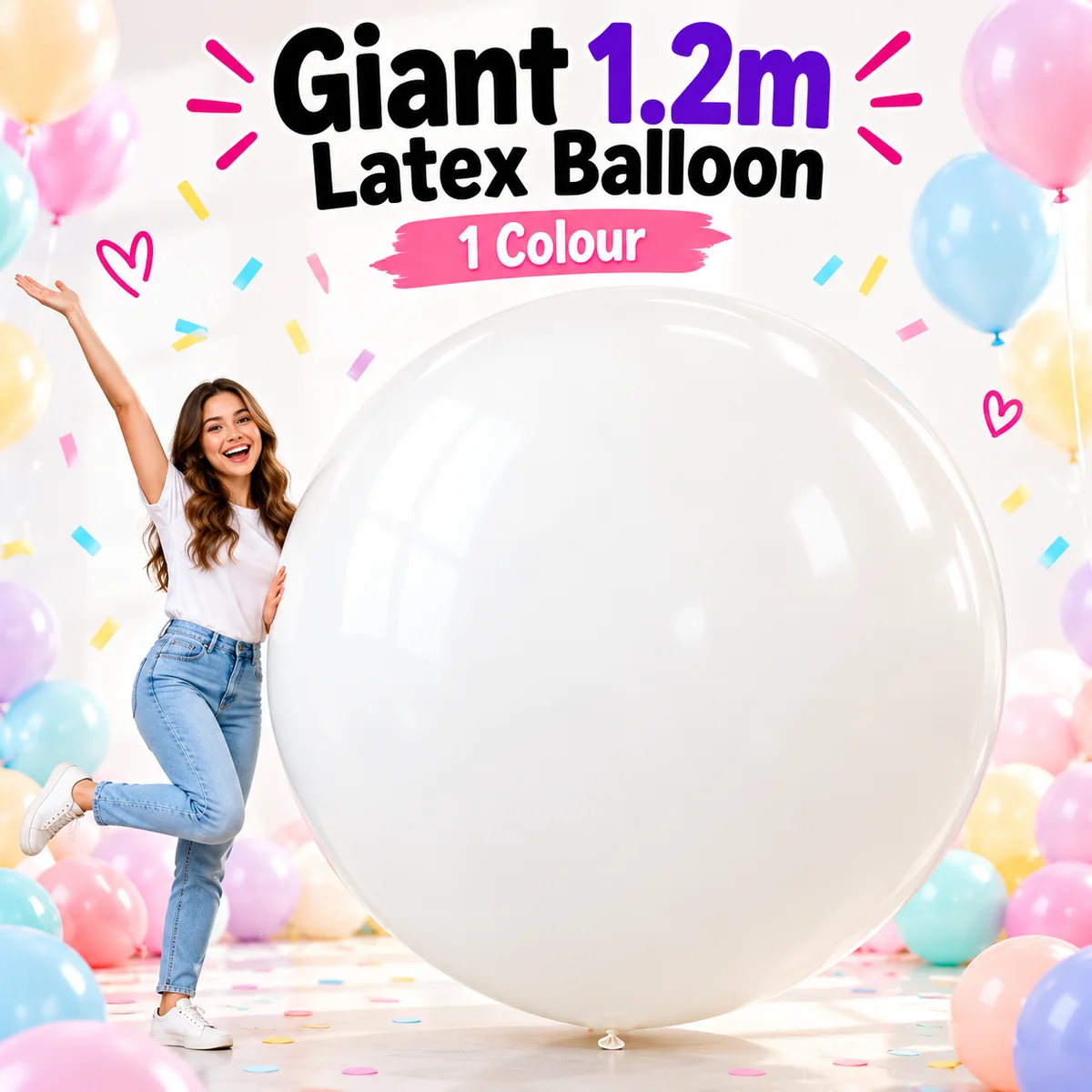 Giant 1.2 metre white latex balloon