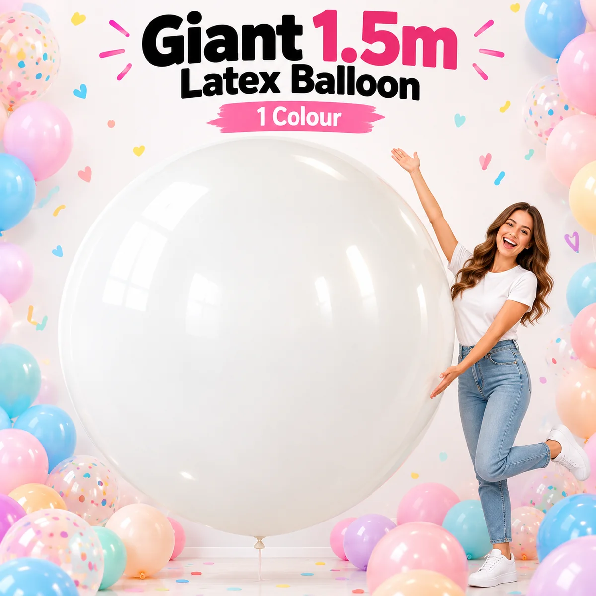 Giant 1.5 metre white latex balloon